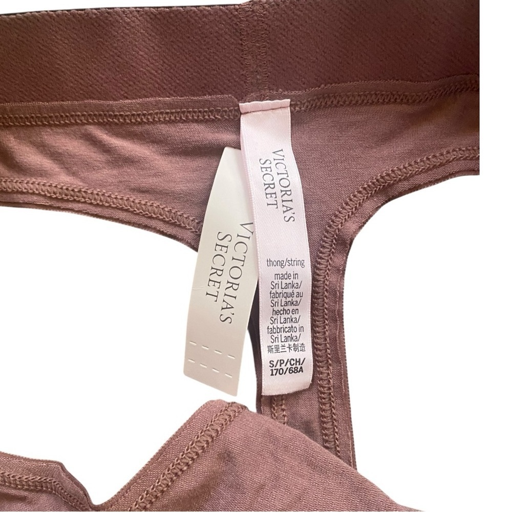Victoria’s Secret Vintage Rose Pink Logo Shine Rhinestone Cotton Thong Panty NEW - Picture 4 of 5